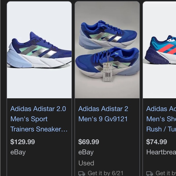 Adidas ADISTAR 2.0 Men's Sport Trainers Sneakers Running Shoes GV9121 Blue - Picture 11 of 11